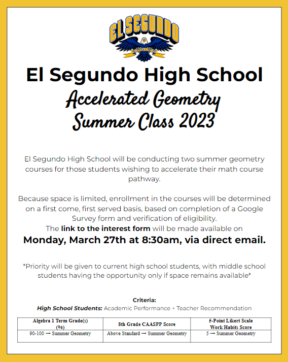 ESHS Summer School Flyer